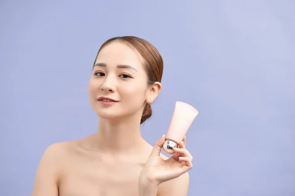 Beauty Youth Skin Care Concept Hermoso Retrato Facial Mujer Caucásica —  Fotos de Stock