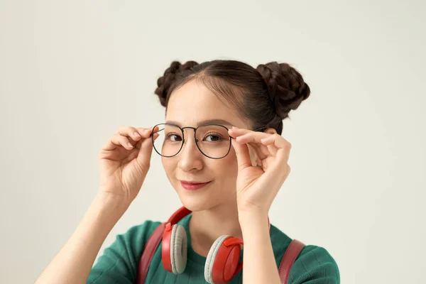 Time Prepare Lessons Young Lovely Reader Girl Hold Multi Colored — Stock Photo, Image