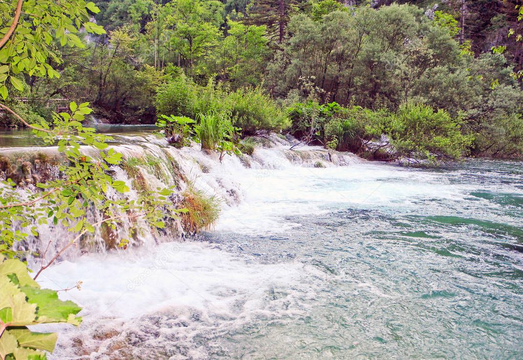 Waterfalls of Plitvice Lakes.
