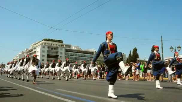 Atene Grecia Luglio 2017 Processione Delle Evzone Sposta Verso Caserma — Video Stock