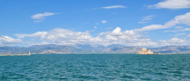 Kale Bourtzi, liman, Nafplion, Yunanistan.