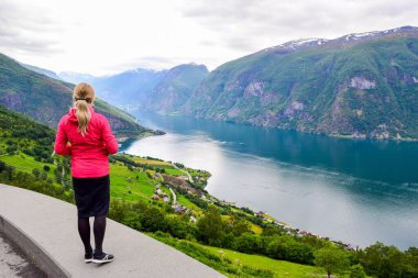 Norveç 'teki Aurlandsfjord manzarası.