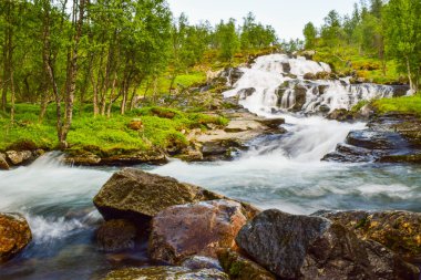 Bulanık şelale Aurlandsfellet dağlarında yer almaktadır. Norveç..
