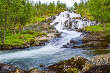 Bulanık şelale Aurlandsfellet dağlarında yer almaktadır. Norveç.