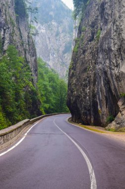 Romanya 'daki Bicaz Gorge karayolu, Karpatya dağlarındaki en görkemli araçlardan biri. Vadinin yüksek uçurumları Bicaz dağı tarafından ikiye ayrılır..