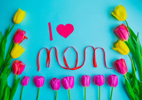 Happy Mother Day Card Creative Holiday Greeting Card Bouquet Beautiful — Stock Photo, Image