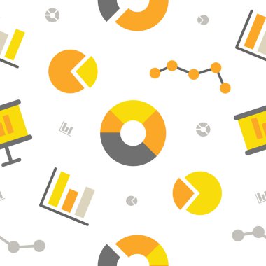 İş Grafiği ile Finansal Grafik Dikişsiz Desen. Vektör arka planı
