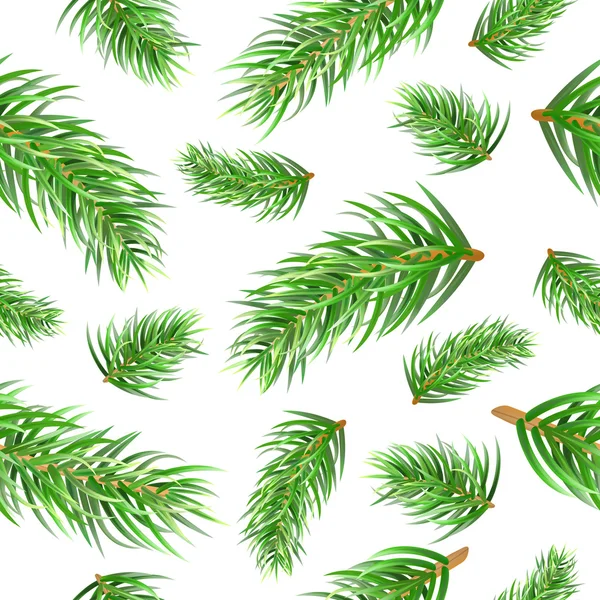 Christmas Tree Fir Branches Seamless Pattern. Vector Background — ストックベクタ