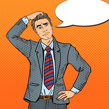 Sanat şüpheli işadamı karar verme baba. Vektör çizim