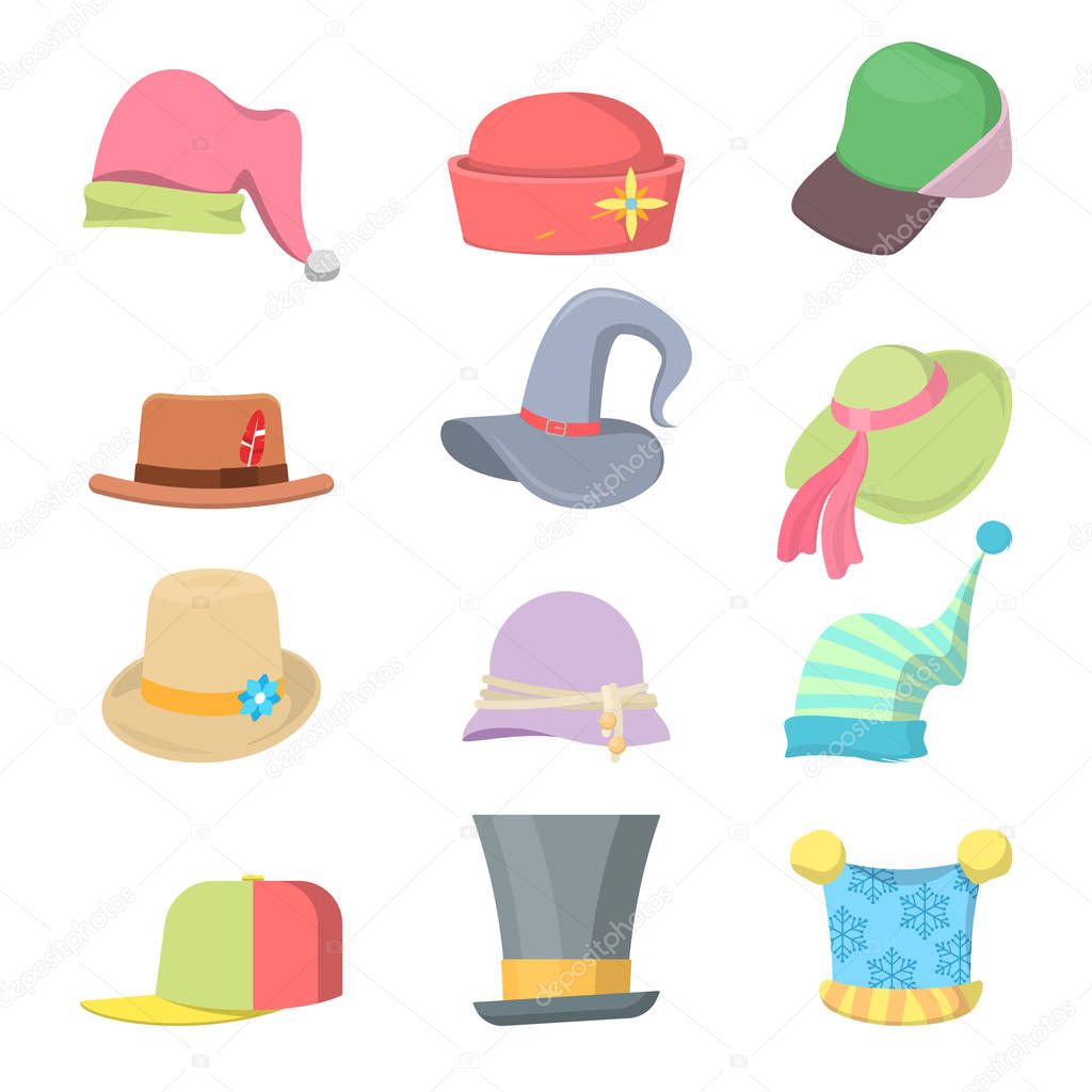 Headwear Collection Hats Set. Vector illustration