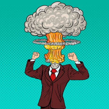 Pop Art patlama kafa ile işadamı vurguladı. Vektör çizim