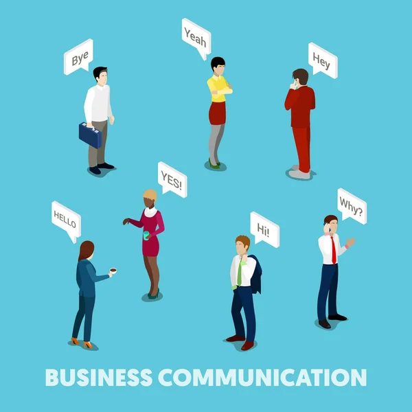 Isometrische Business mensen communicatieconcept. 3d platte illustratie vector — Stockvector