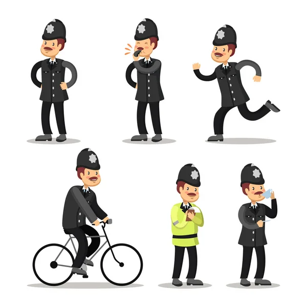 Desenhos animados da Polícia Inglesa. Agente da Polícia. Ilustração vetorial —  Vetores de Stock