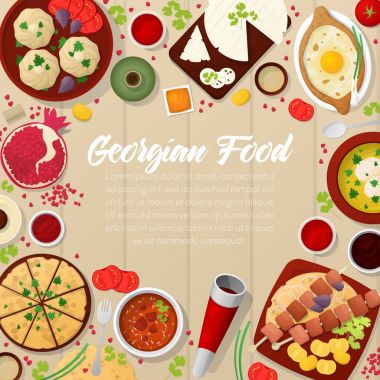 Gürcü mutfağı geleneksel gıda ile Khachapuri. Vektör çizim