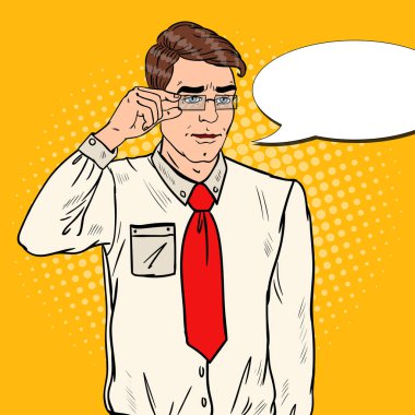 Gözlük'şok iş adamıdır. Pop Art vektör çizim