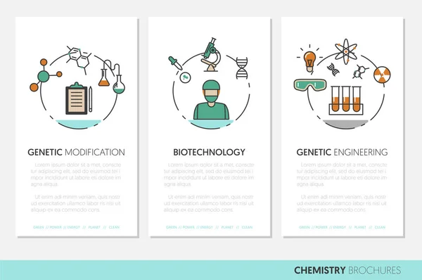 Modèle de brochure d'affaires de chimie avec des icônes vectorielles linéaires de ligne mince — Image vectorielle