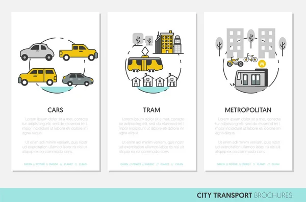 Modèle de brochure d'affaires de transport urbain avec des icônes vectorielles minces linéaires — Image vectorielle