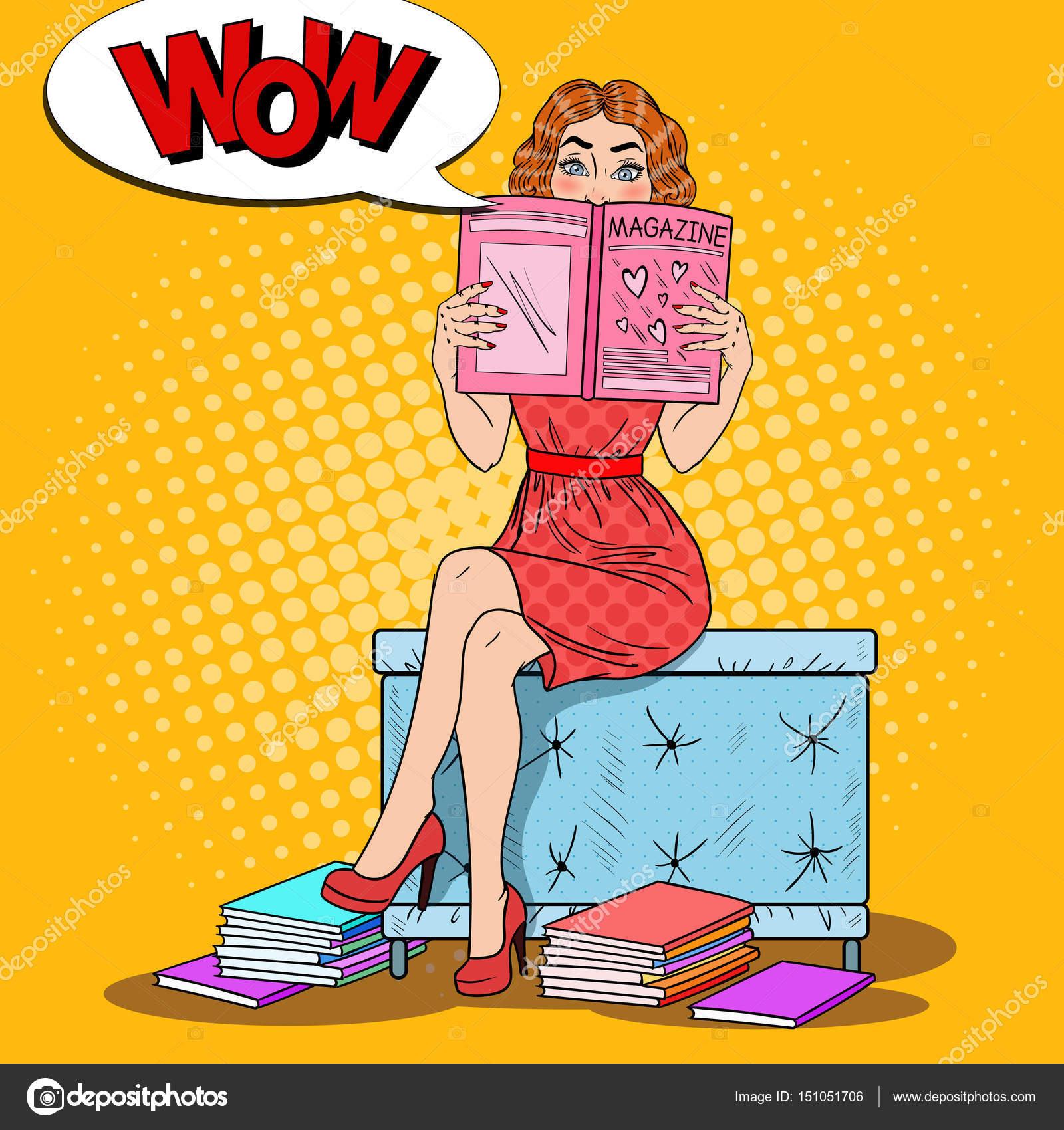 Журнал Моды Для Девочек-Подростков. Векторная Иллюстрация Pop Art.