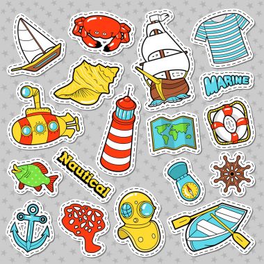 Balık, deniz deniz yaşamı Doodle denizaltı