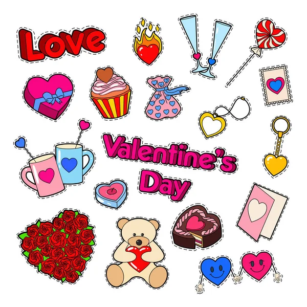 Amor y Romance. Día de San Valentín Doodle — Vector de stock