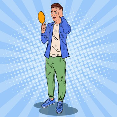 Pop Art genç karışık yüzünde sivilce hakkında. Cilt Bakımı. Vektör çizim