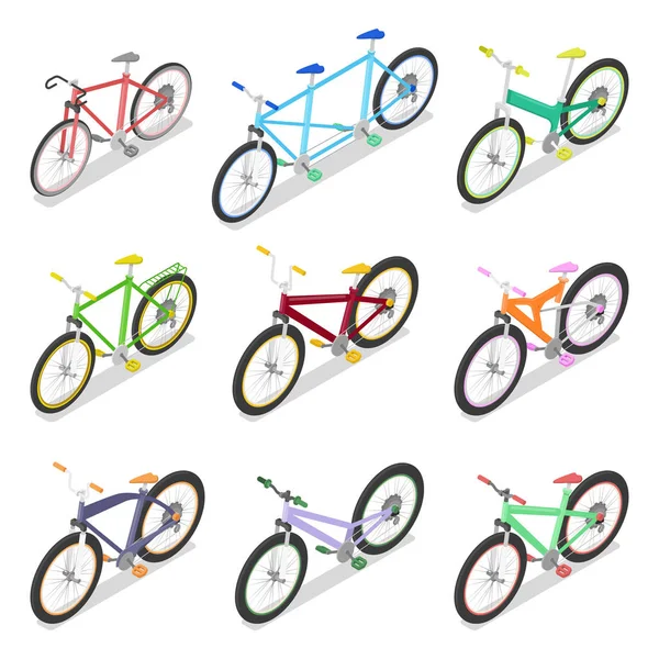 Set de bicicletas isométricas con bicicleta de montaña — Vector de stock