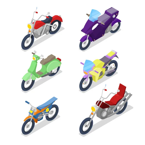 Set de motocicletas isométricas con Motocross — Archivo Imágenes Vectoriales