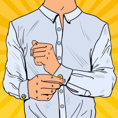 Sanat kol düğmeleri giyen işadamı pop. Adam moda stil