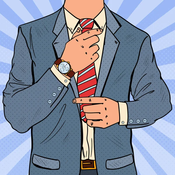 Pop-Art-Geschäftsmann mit Krawatte. männlicher Businessstil — Stockvektor