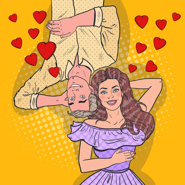 Pop Art Happy νεαρό ζευγάρι στην αγάπη για τον καθορισμό. Ρομαντικές σχέσεις. Εικονογράφηση διάνυσμα — Διανυσματικό Αρχείο