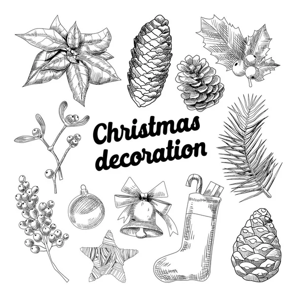 Merry Christmas Hand Drawn Doodle decoratie — Stockvector