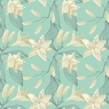 Tropikal Lily oyma Seamless Modeli