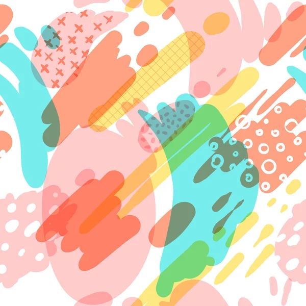 Son moda Dikişsiz desen fırça darbeleriyle Memphis tarzı. Arka plan afiş, broşür, Poster, Textule için. Vektör çizim