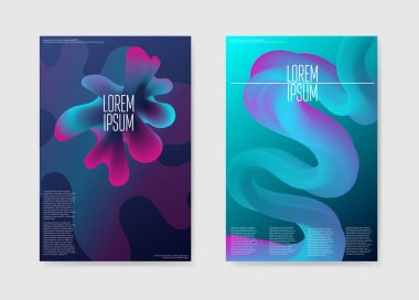 Soyut Trendy fütüristik Poster sıvı arka plan. Sıvı şekiller broşür şablonu. Banner kimlik kartı tasarımı. Vektör çizim