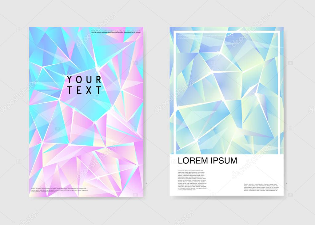 Abstract Posters Covers Triangular Hologram Design. Geometric Shapes Brochure Template. Banner Identity Card Design. Vector illustration