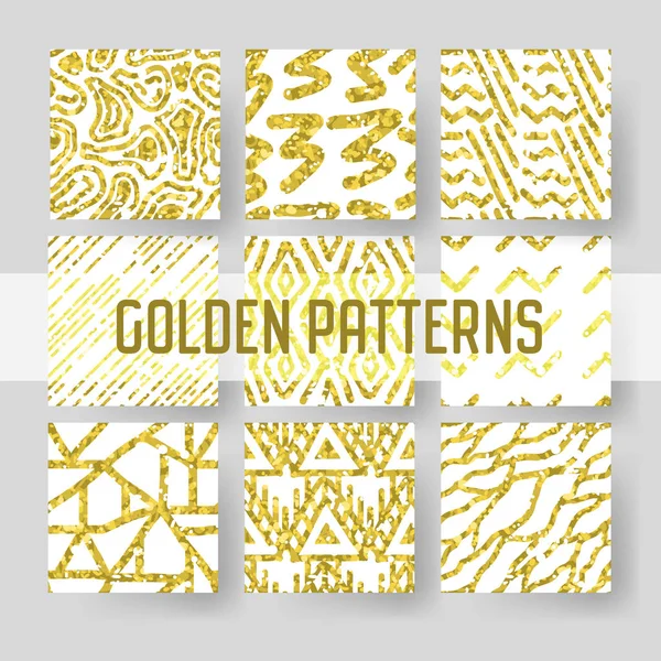 Набор из золота и серебра. Аннотация Golden Hand Drawn Backgrounds for Textile Wallpapers Wrapping. Векторная иллюстрация — стоковый вектор