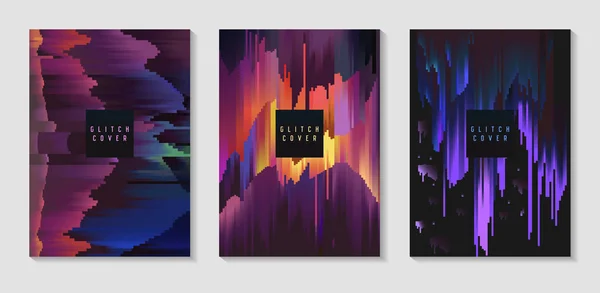 Abstraktes Design im Glitch-Stil. trendige Hintergrundvorlagen mit geometrischen Formen für Poster, Cover, Banner, Flyer, Plakate. Vektorillustration — Stockvektor