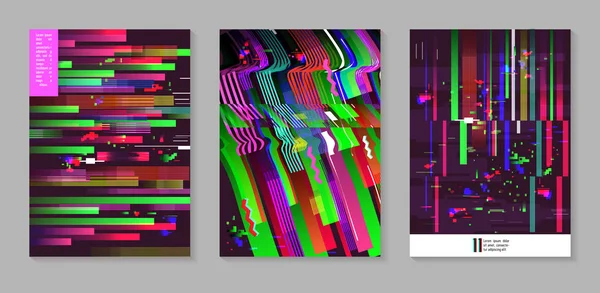 Abstraktes Design im Glitch-Stil. trendige Hintergrundvorlagen mit geometrischen Formen für Poster, Cover, Banner, Flyer, Plakate. Vektorillustration — Stockvektor