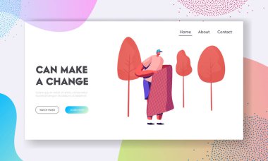 Gönüllü Yardım ve Bağış Sitesi İniş Sayfası. Genç Adam Dilenciye Yeni Sıcak Battaniye Getiren Gönüllü