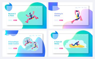 Duvara Tırmanan İnsanlar, Bobsleigh Rekabet Sitesi İniş Sayfası Seti. Dağcılar Kaya Ölçekleme Etkinliği, Boş Zaman