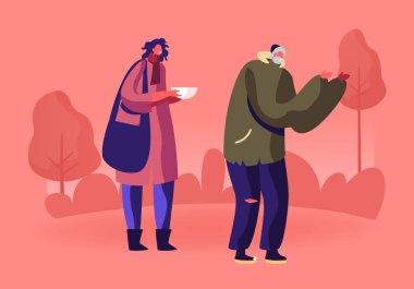 Gönüllülerden Ilık Yemek Yiyen Evsiz İnsanlar. Gönüllü ve Bağış Serserilere Yardım. Barınak, Acil Konut