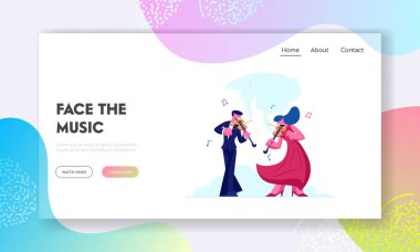 Enstrumental Music Duet Ensemble Web Sitesi İniş Sayfası. Enstrümanlı Müzisyenler Kemanla Sahneye Çıktı