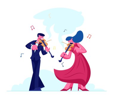 Enstrümanlı müzisyenler Sahnede Keman, Senfoni Orkestrası Klasik Müzik Konseri, Performans