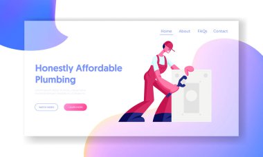 Bir saatlik koca, Tamir Servisi İniş Sayfası. Enstrümanlar Düzeltme ile Çalışan Erkek Karakteri