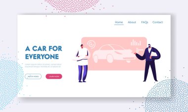 Otomobil Geliştirme ve Yaratma Web Sitesi İniş Sayfası. Birkaç Mühendis veya Tasarımcı Proje Sunar