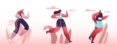 Şehir Maratonu. Spor Giyim Doğa Peyzaj Arka Plan Üzerinde Çalışan Çeşitli İnsanlar Grubu. Yaz Doğa Sporları Aktivitesi. Sağlıklı Yaşam Tarzı, Koşu ve Spor. Karikatür Düz Vektör İllüstrasyon