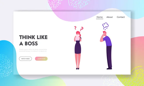 Disstrated Troubled Employees на сайті Office Landing Page Працівники, що чекають на заявку в кабінеті боса зі страхом, бояться зустрітися з директором веб-сторінок. Cartoon Flat Vector Illustration — стоковий вектор
