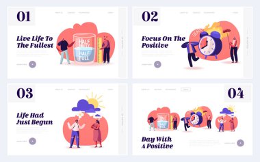 Pessimism Optimism Life Attitude Website Landing Page. People with Positive and Negative Thinking Communicate and Express Point of View. Contradictory Web Page Banner. Cartoon Flat Vector Illustration clipart