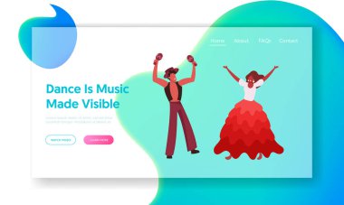 Geleneksel Halk Festivali Sanatçıları Performans Etkinliği Web Sitesi İniş Sayfası. Rio Karnavalı 'nda Maracas Player Web Sayfası Afiş Çizgi Filmi Düz Vektör İllüstrasyonuyla Samba Gösteren Brezilyalı Kız Dansçı