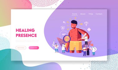 Suçiçeği Varicella Semptomları İniş Sayfa Şablonu. Vücudunda kırmızı sivilceleri olan koca oğlanın yanında 